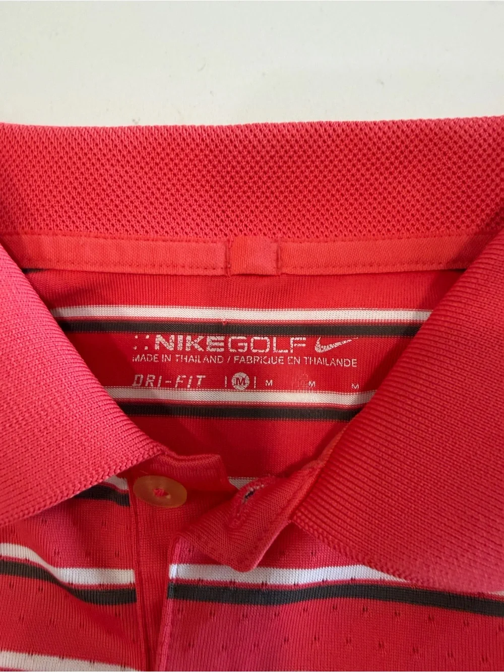 Nike Golf Men’s Dri-Fit Red Striped Performance Polo Shirt - Medium
